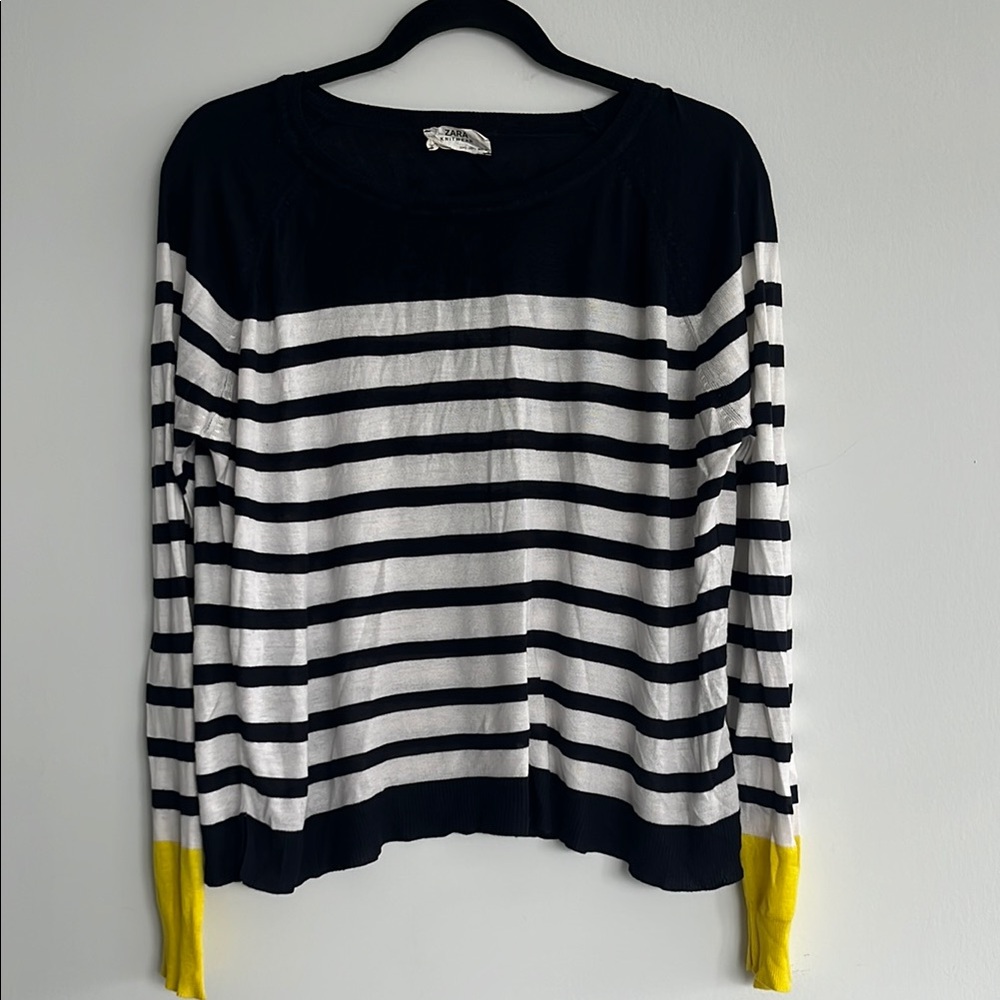 Zara Striped Sweater with Yellow Accents